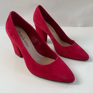 Bella Vita Women's Bright Red Gigi Pump High Heels Suede Upper Size 7.5 WW, NEW!